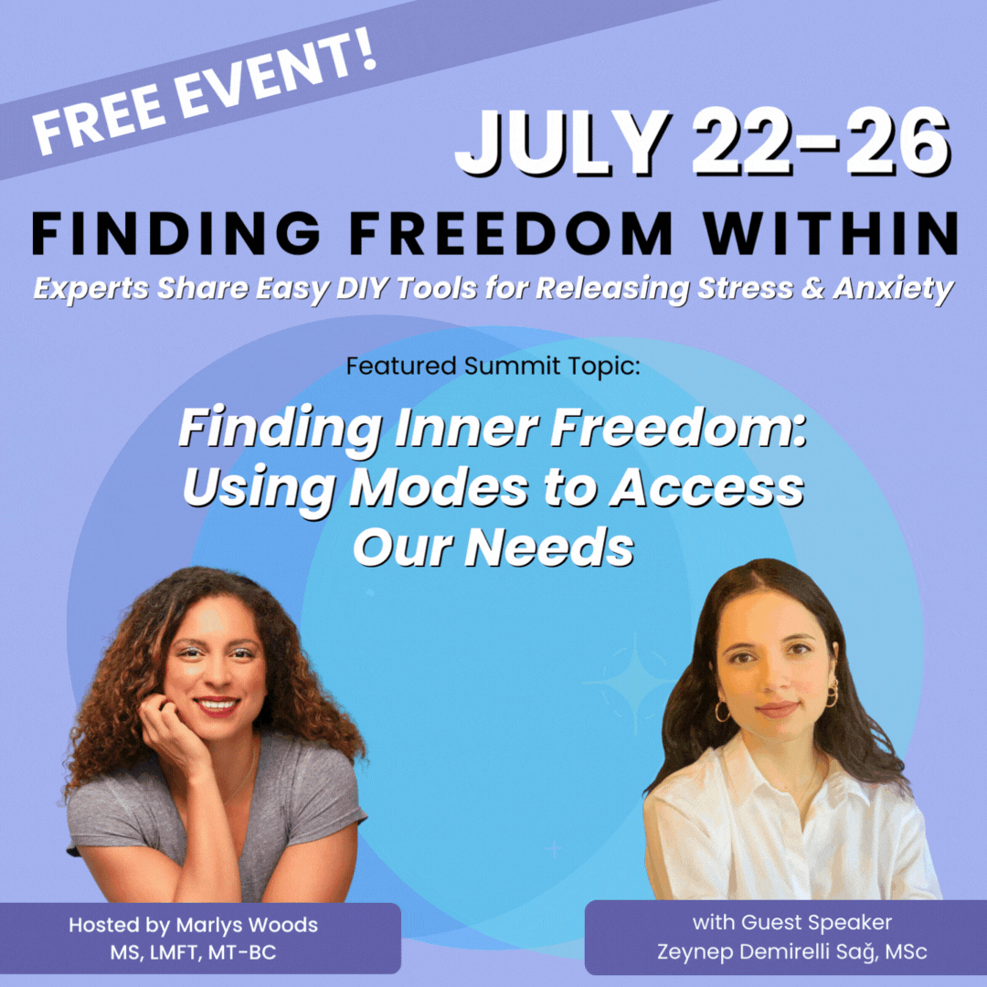 Promo for free event 'Finding Freedom Within', July 22-26, with guest speaker Zeynep Demirelli Sağ
